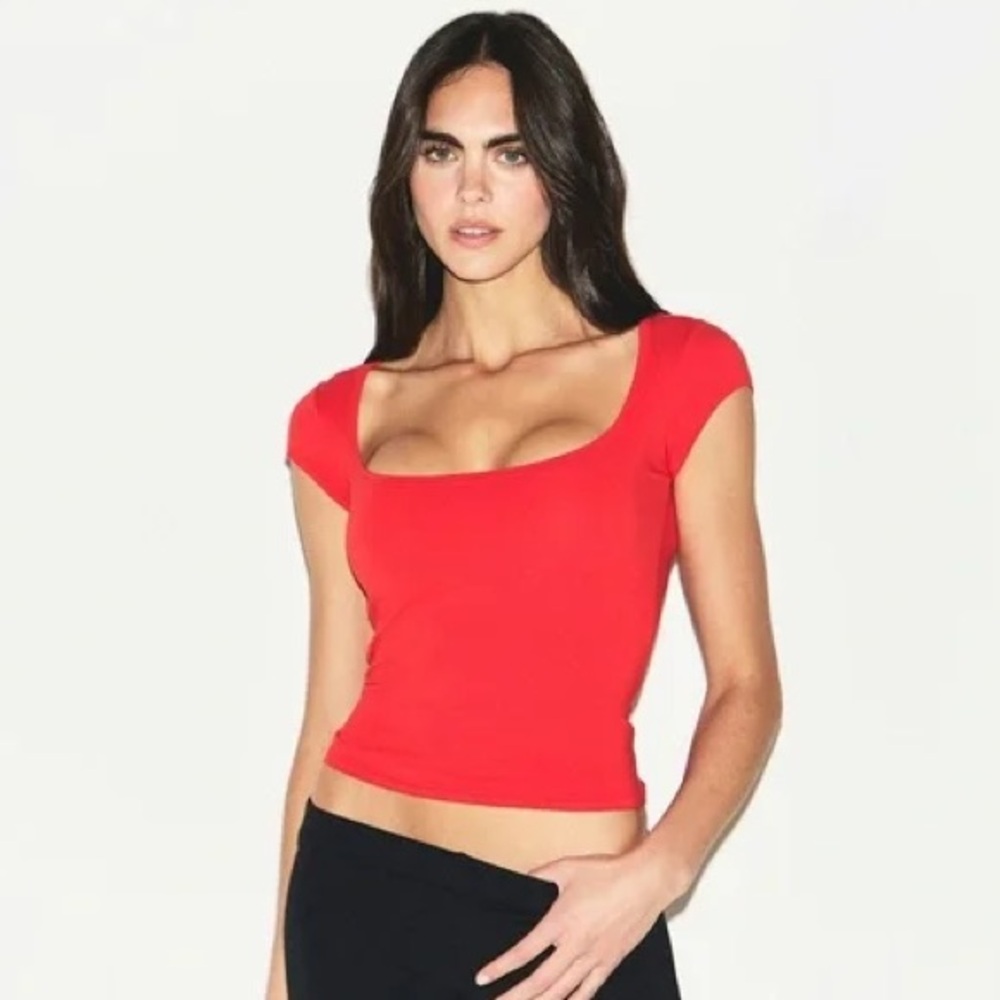 SKIMS Cotton Jersey Scoop Neck T-Shirt